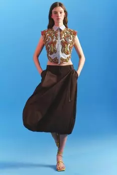 Вышитая рубашка ZARA, синий