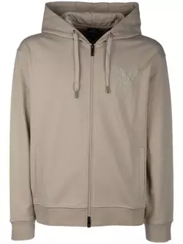 Вышитая толстовка с капюшоном Armani Exchange, нейтральный цвет
