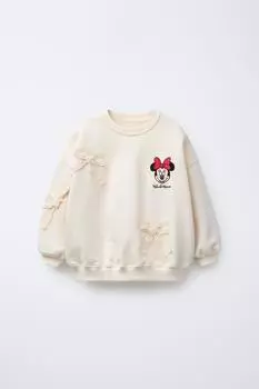 Вышитая толстовка с минни маус disney ZARA, экрю