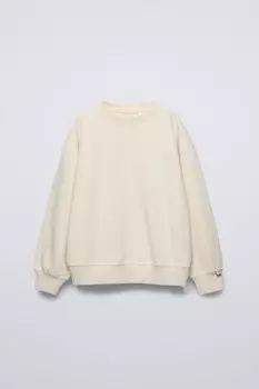 Вышитая толстовка ZARA, экрю