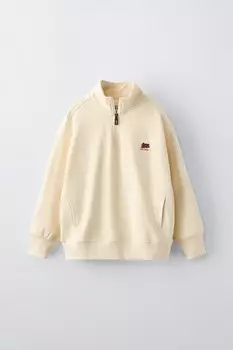 Вышитая толстовка ZARA, экрю
