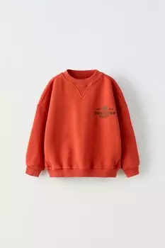 Вышитая толстовка ZARA, оранжевый