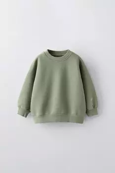 Вышитая толстовка ZARA, средне-зеленый