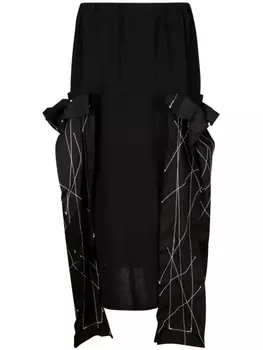 Вышитая юбка миди Yohji Yamamoto, черный