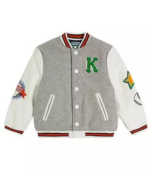 Вышитая университетская куртка Kenzo, серый