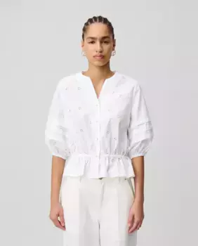 Вышитая женская рубашка с рукавами-фонариками Claudie Pierlot, белый