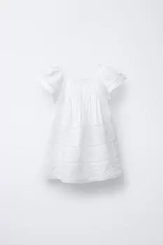 Вышитое ажурное платье ZARA, белый