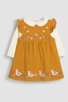 Вышитое детское платье и боди Jojo Maman Bb, желтый