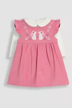 Вышитое детское платье и боди Jojo Maman Bb, розовый