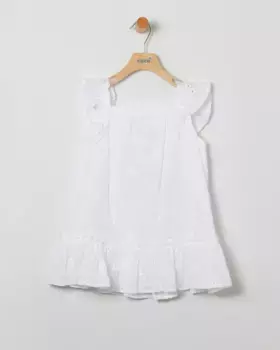 Вышитое хлопковое платье для девочки Coco Acqua, белый