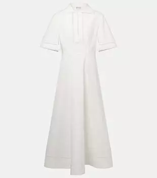 Вышитое хлопковое платье миди из поплина Rhe, Optic White