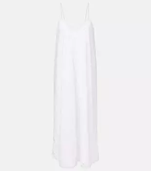 Вышитое хлопковое платье миди из поплина Juliet Dunn, белый