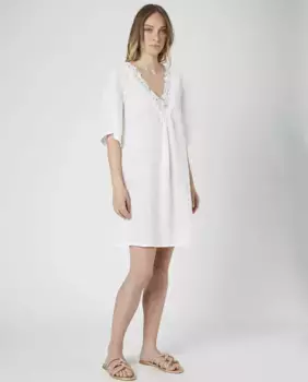 Вышитое льняное платье La Fabrica de Lino, белый