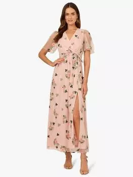 Вышитое макси-платье с развевающимися рукавами Adrianna Papell, цвет Blush/Multi