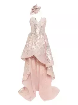 Вышитое макси-платье Saiid Kobeisy, розовый