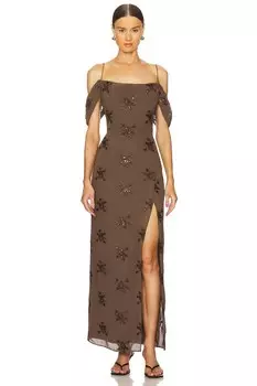 Вышитое макси-платье yvanna Lpa, коричневый