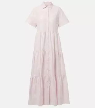 Вышитое многослойное хлопковое платье-рубашка Erdem, розовый