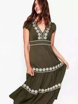 Вышитое платье Boden, хаки