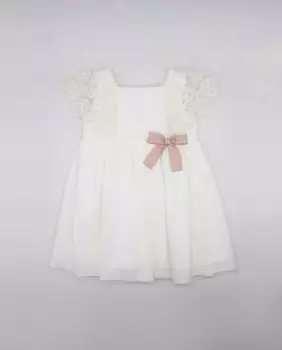 Вышитое платье для девочки цвета экрю Fina Ejerique