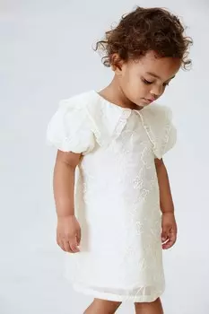 Вышитое платье H&M, бежевый