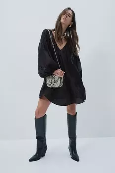 Вышитое платье H&M, черный