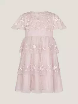 Вышитое платье малышки софи Monsoon, розовый