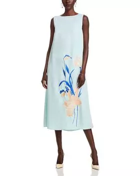 Вышитое платье миди Misook, синий