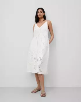 Вышитое платье на бретелях Adolfo Dominguez, белый