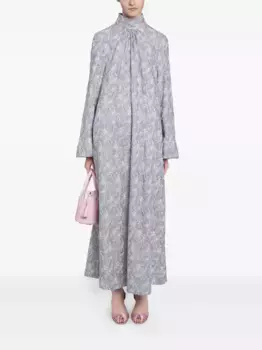 Вышитое платье с высоким воротом Giambattista Valli, серый