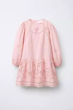Вышитое платье шиффли ZARA, цвет Pale pink