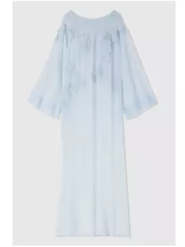 Вышитое полупрозрачное макси-платье Ermanno Scervino, синий