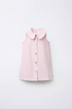 Вышитое саржевое платье с цветочным рисунком ZARA, розовый