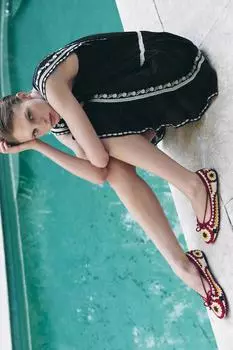 Вышитые балетки ZARA, разноцветный