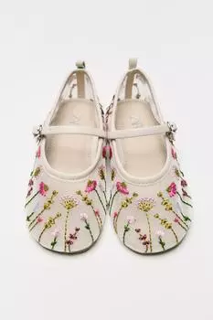 Вышитые балетки ZARA, розовый