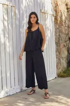 Вышитые блестящие брюки завязанные на талии Next, черный