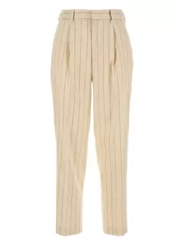 Вышитые брюки из льняной смеси PT Torino, нейтральный