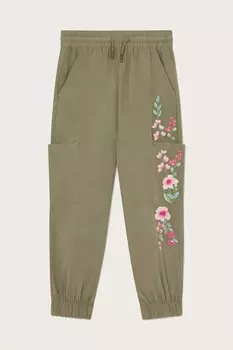 Вышитые брюки карго Monsoon, зеленый