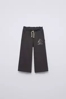 Вышитые брюки-кюлоты минни маус disney ZARA, серый