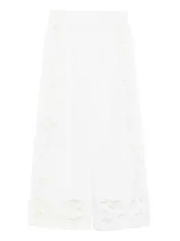 Вышитые брюки Таня с люверсами Alice + Olivia, белый