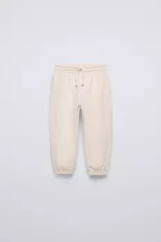 Вышитые брюки ZARA, экрю