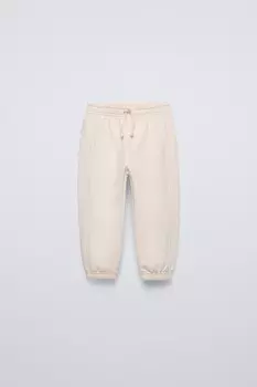 Вышитые брюки ZARA, экрю
