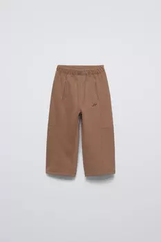 Вышитые брюки ZARA, цвет chocolate
