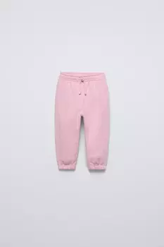 Вышитые брюки ZARA, светло-розовый