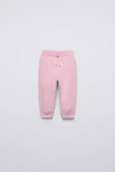 Вышитые брюки ZARA, светло-розовый