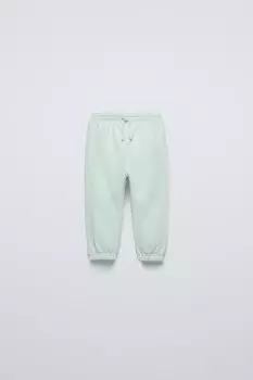Вышитые брюки ZARA, светло-зеленый