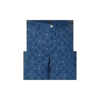 Вышитые джинсовые шорты Damier Louis Vuitton, синий