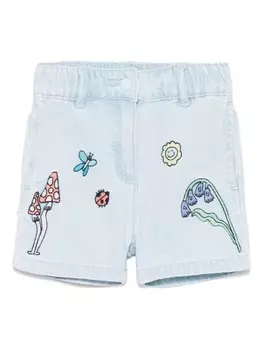 Вышитые джинсовые шорты Stella McCartney Kids, синий