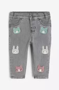 Вышитые джинсы H&M, серый
