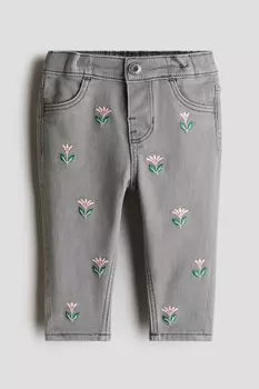 Вышитые джинсы H&M, серый