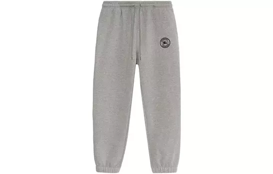 Вышитые меланжевые спортивные штаны из хлопчатобумажной ткани с флисовой изнанкой Burberry, серый